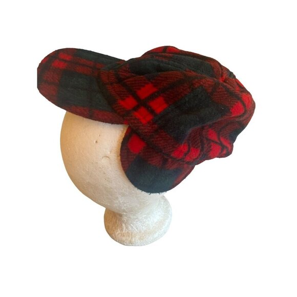 Gap Kids Red Green Plaid Flannel Cap Hat Ear Flap Adjustable Size Medium Age 7-8 - Picture 1 of 5